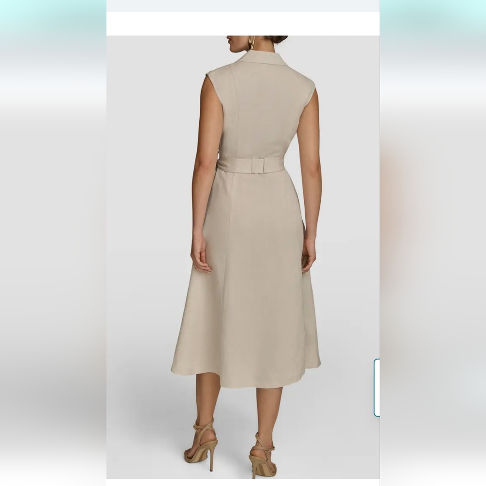NWT Donna Karan Linen Sleeveless Midi Wrap Dress US10 - Picture 2 of 4